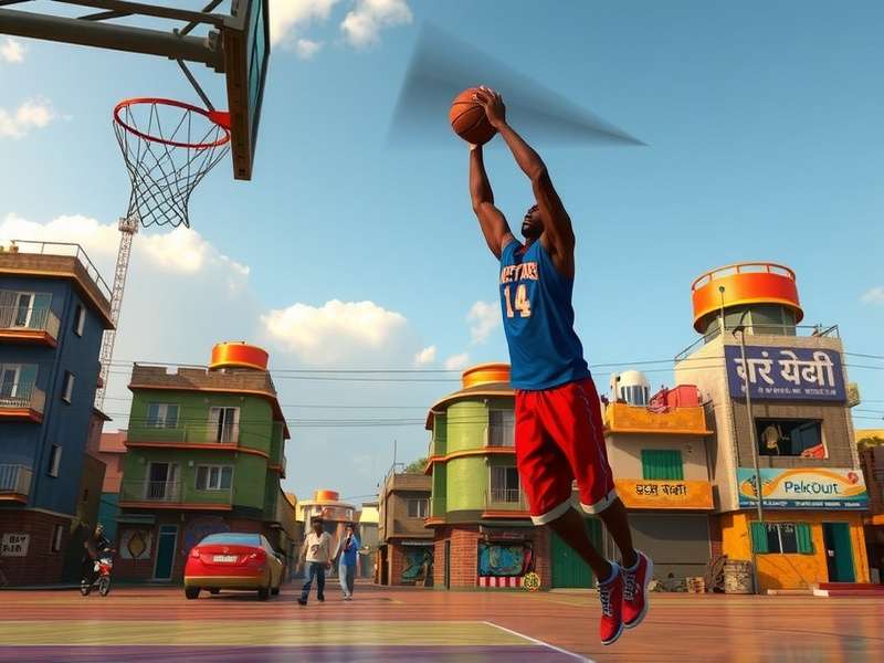NBA 2K25 Dunk Masters gameplay showing a gully dunk in Mumbai's Dharavi